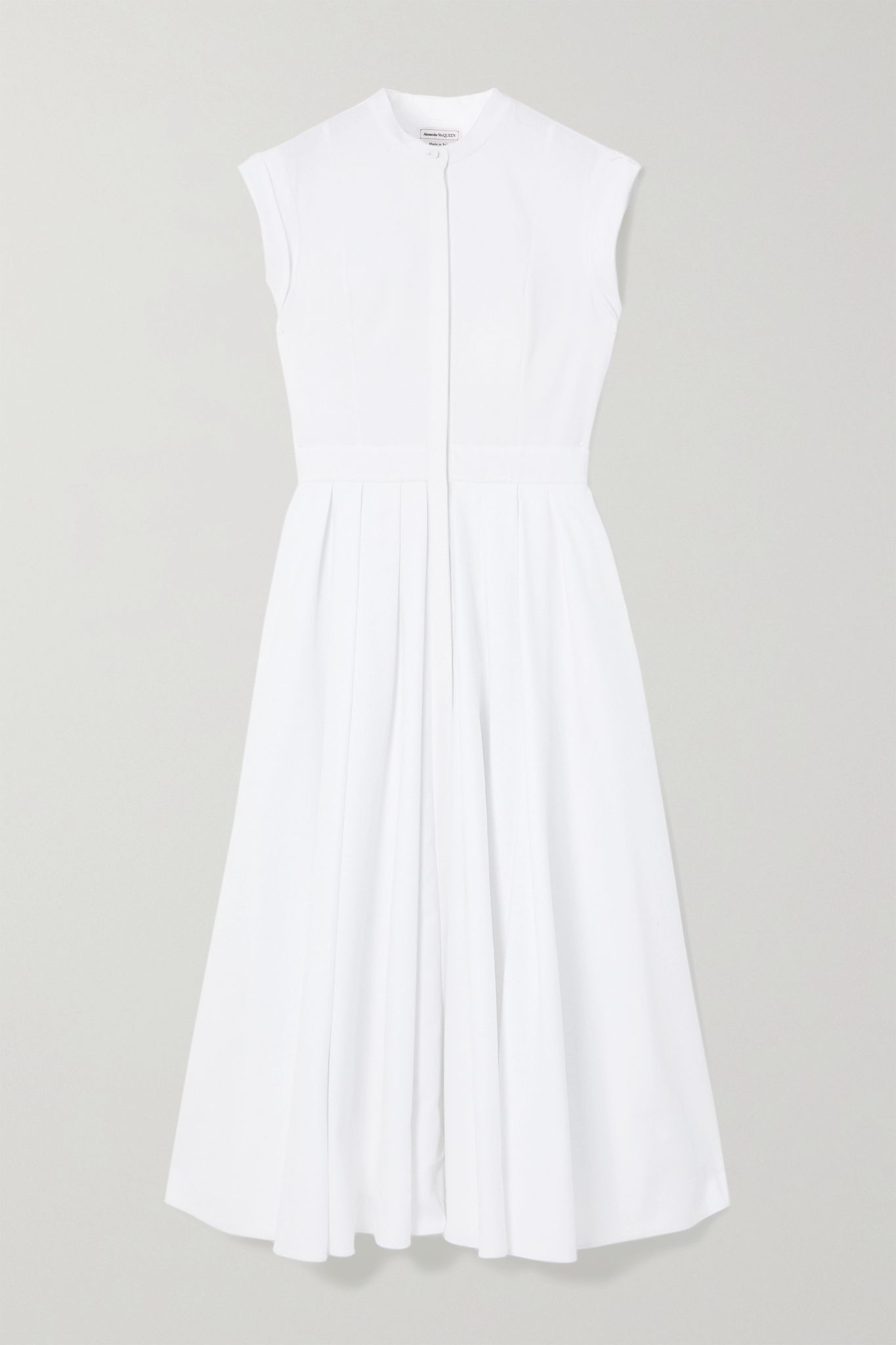 Pleated cotton-piqué midi dress - 1