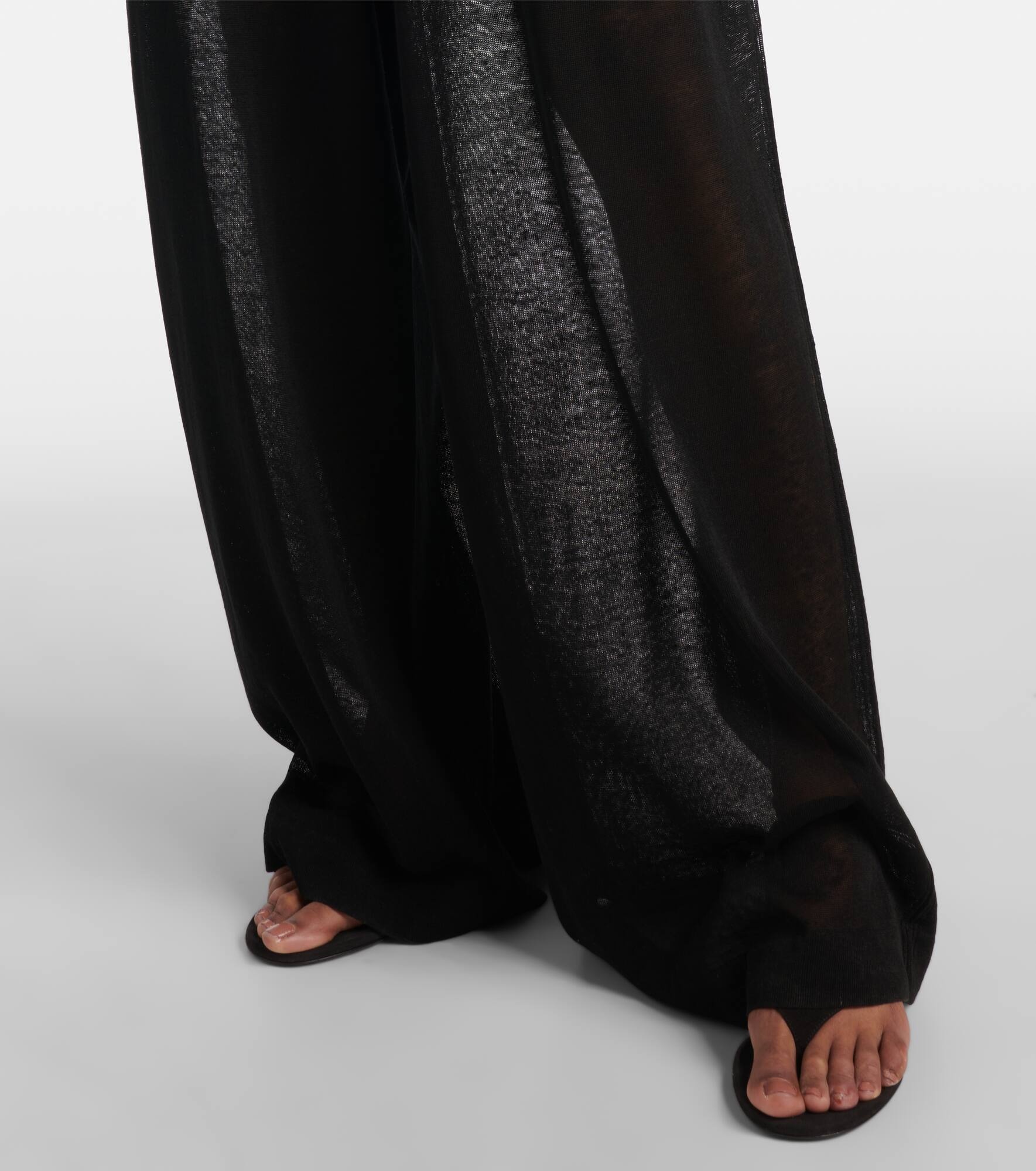 Sheer linen and silk wide-leg pants - 5
