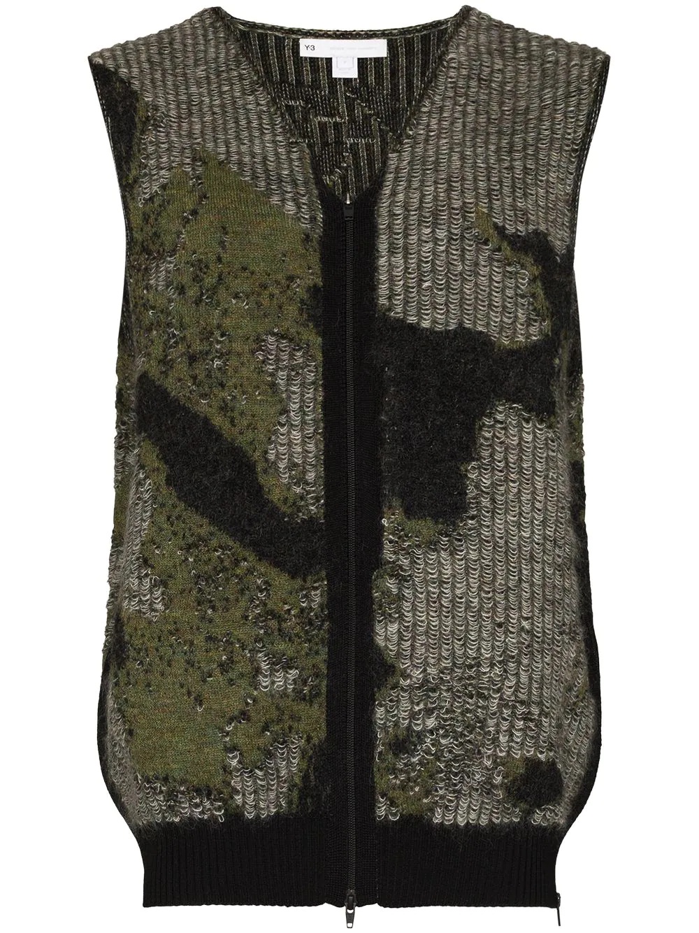 logo-intarsia camouflage-knit sleeveless vest - 1