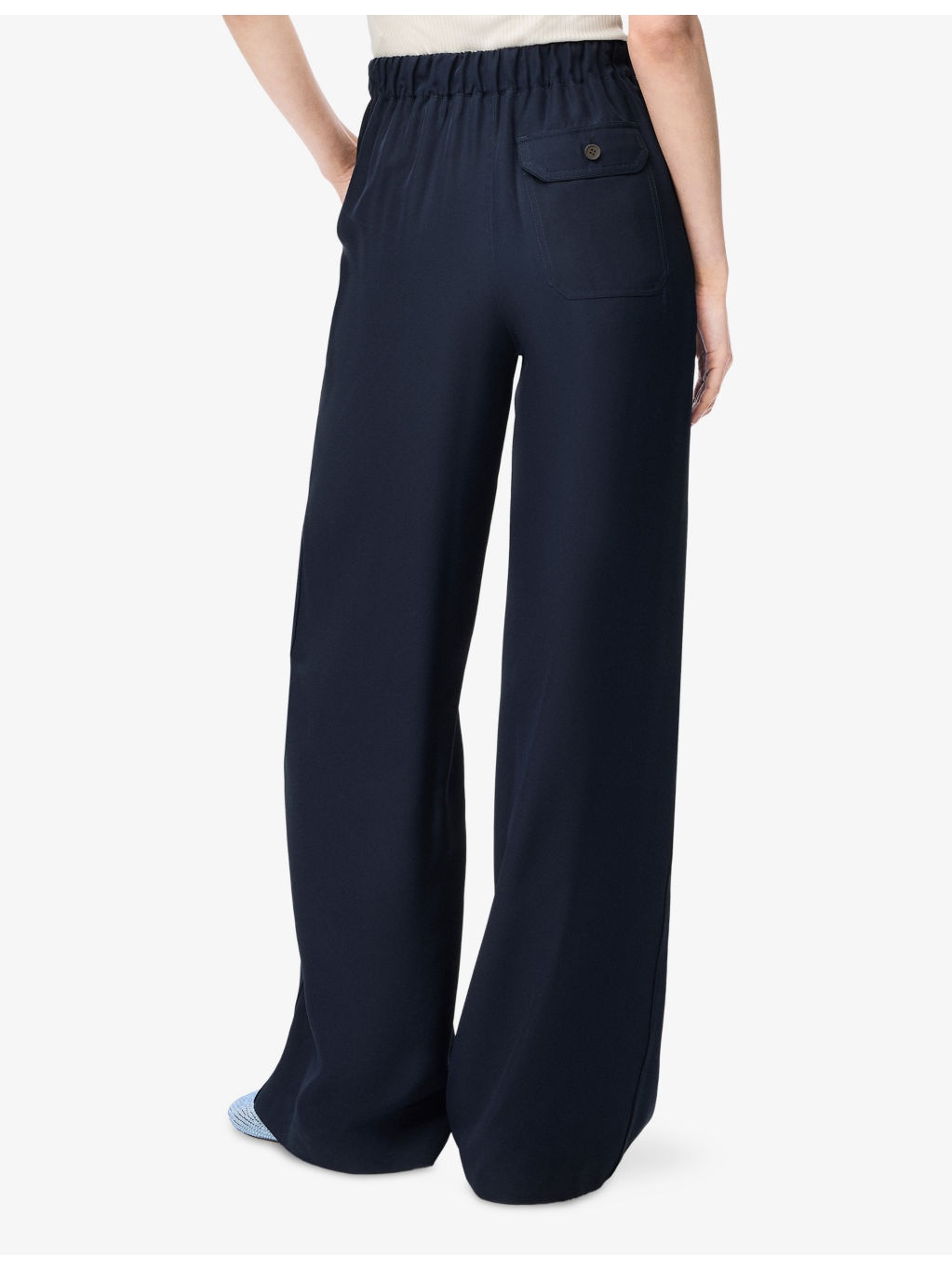 Anagram-Embroidery Relaxed Silk Trousers - 4