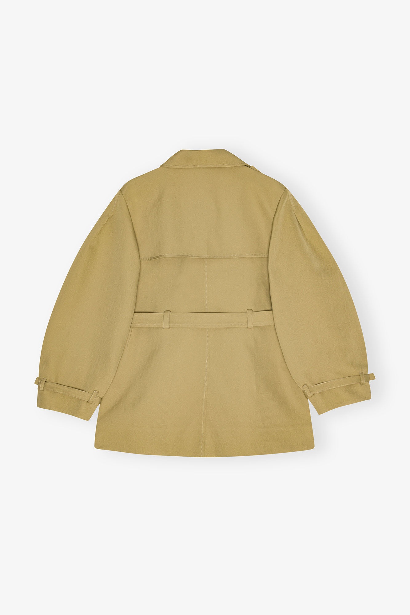 BEIGE HEAVY TWILL MIDI TRENCH COAT - 6