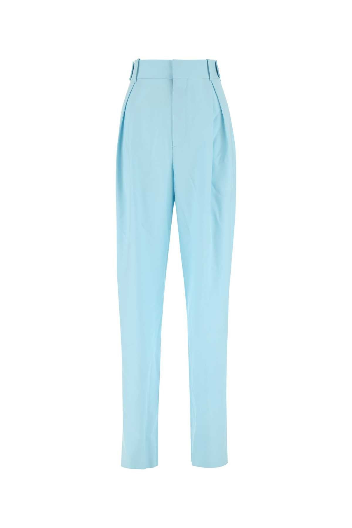 Bottega Veneta Women Pastel Light-Blue Wool Wide-Leg Pant - 1