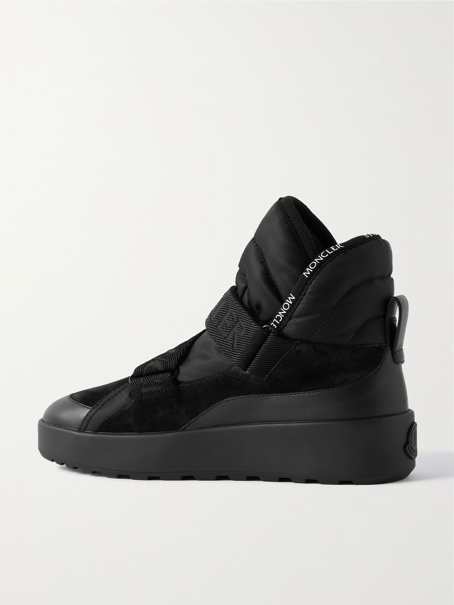 Cross Promyx suede-trimmed quilted shell and leather high-top sneakers Black - 3