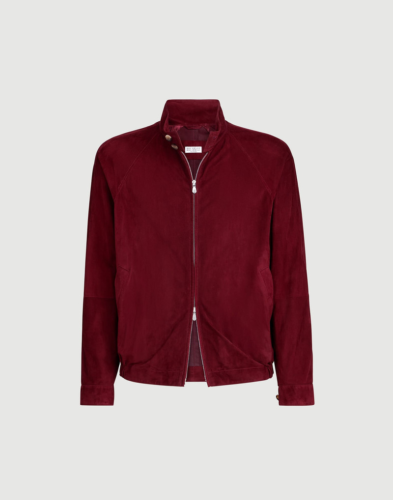 Suede unlined jacket with stand collar 1