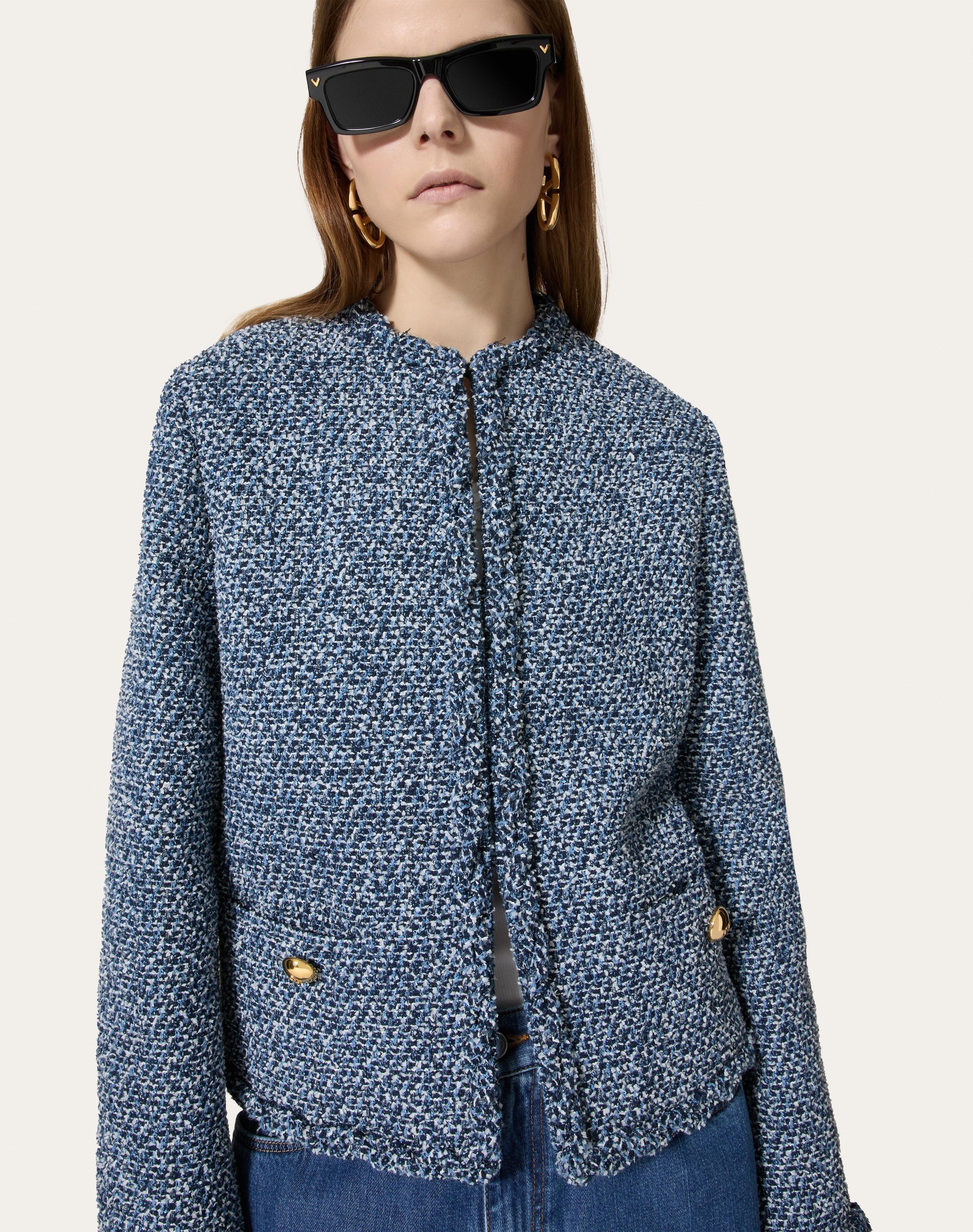 TEXTURED TWEED DENIM JACKET - 5