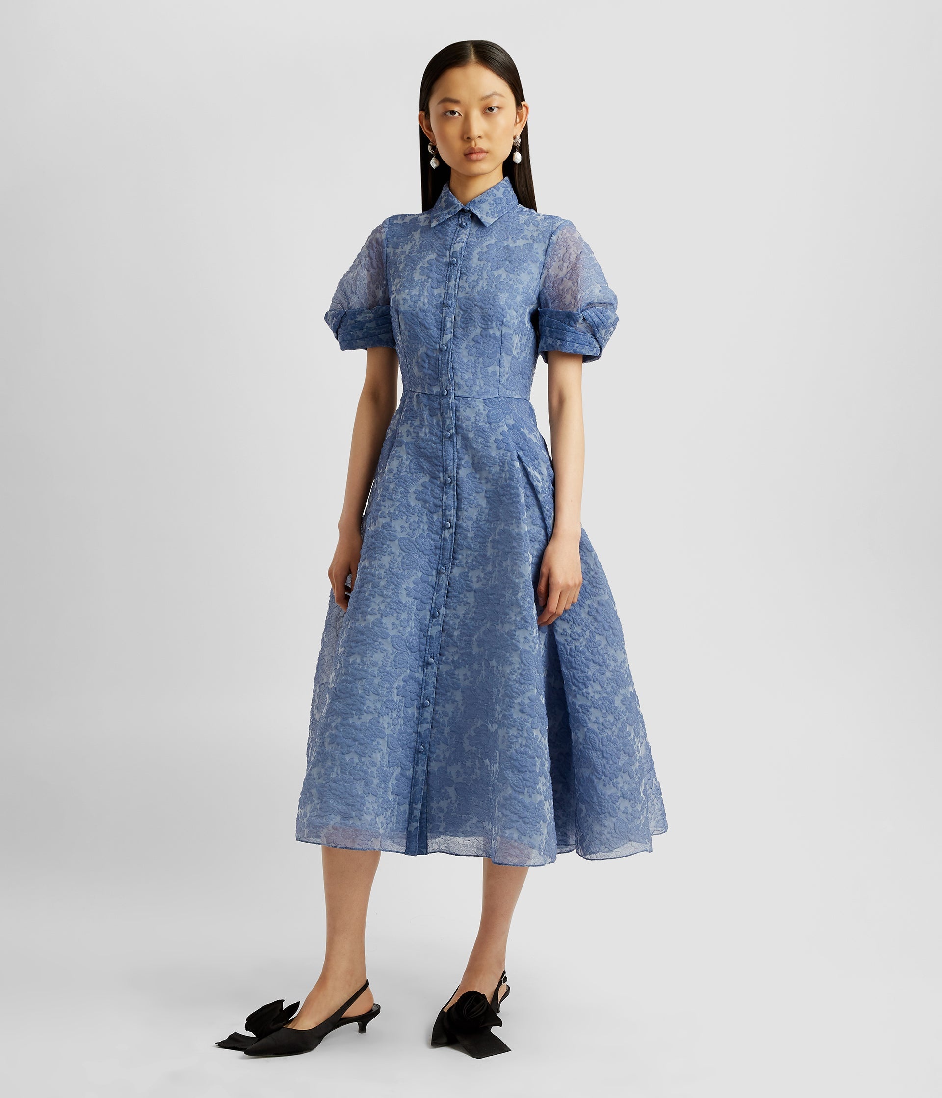 SHORT SLEEVE MIDI SHIRT DRESS - 4