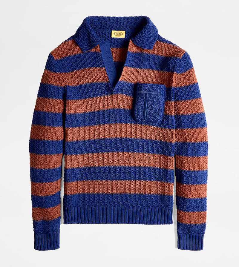 POLO SHIRT IN MAXI PIQUET - BLUE, BROWN 1