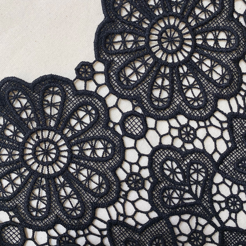 Black Floral Guipure Puff Sleeve Blouse 4