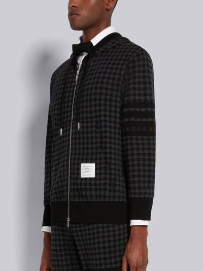 Thom Browne Black Cotton Gunclub Check Jacquard 4-Bar Zip-up Hoodie outlook