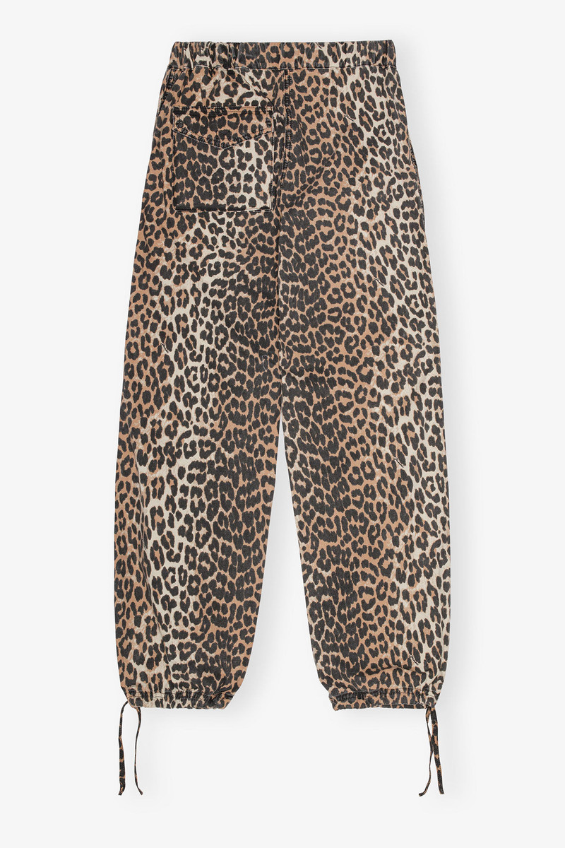 LEOPARD WASHED COTTON CANVAS DRAWSTRING TROUSERS 6