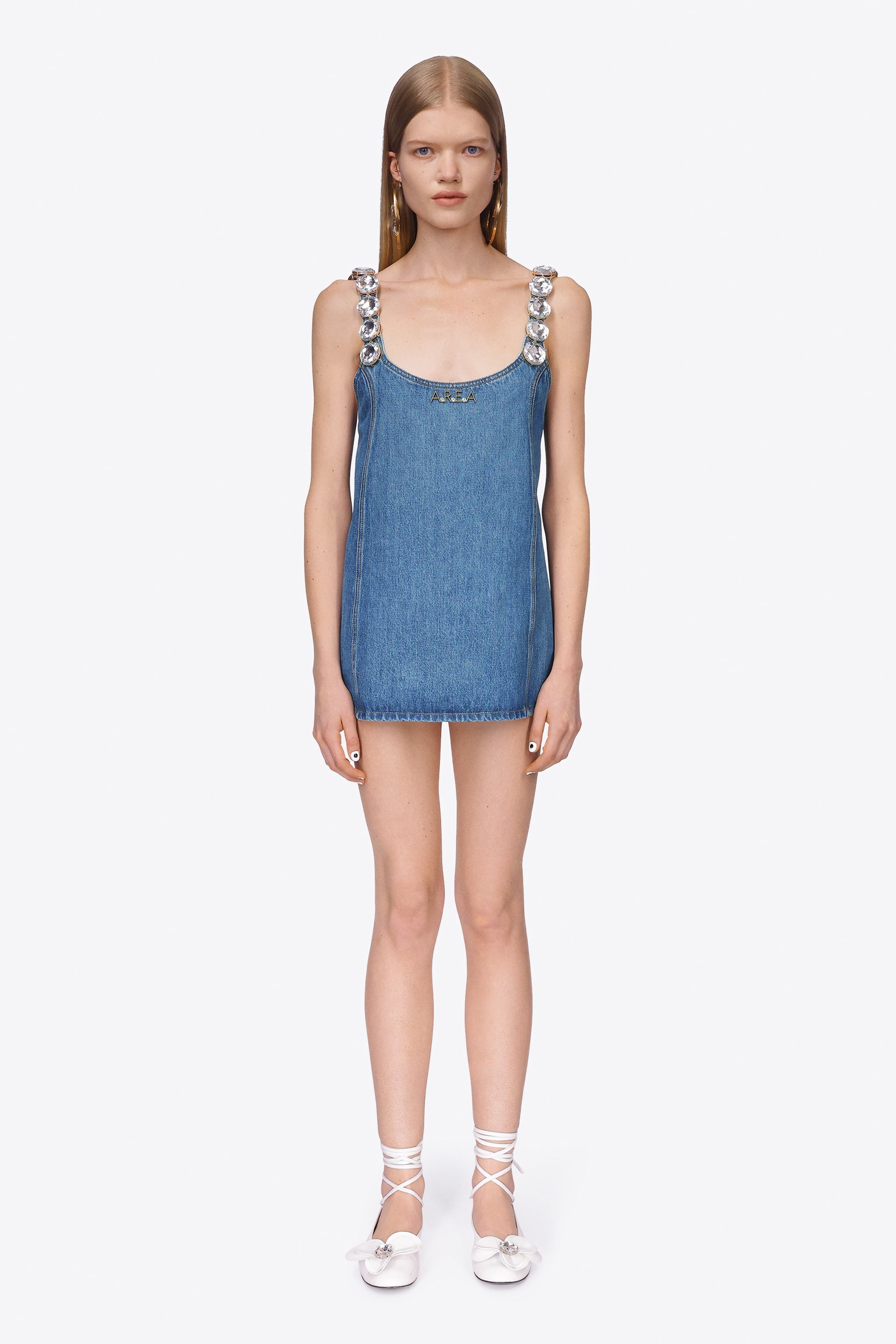 JUMBO CRYSTAL DENIM MINI DRESS - 3