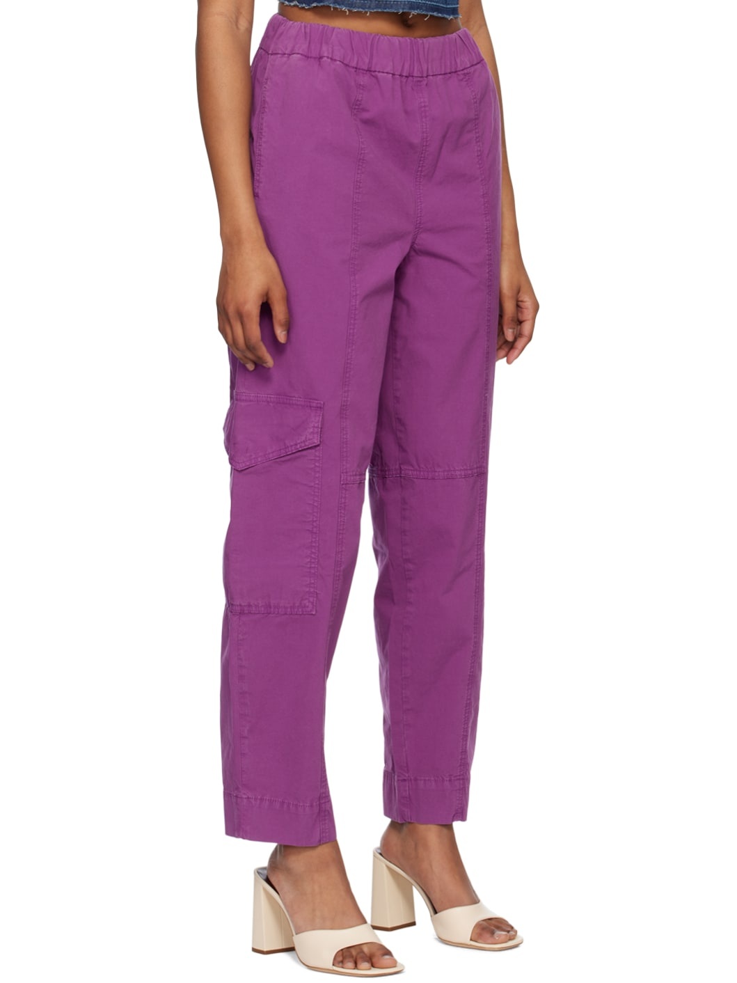 Purple Elasticized Curve Trousers - 2
