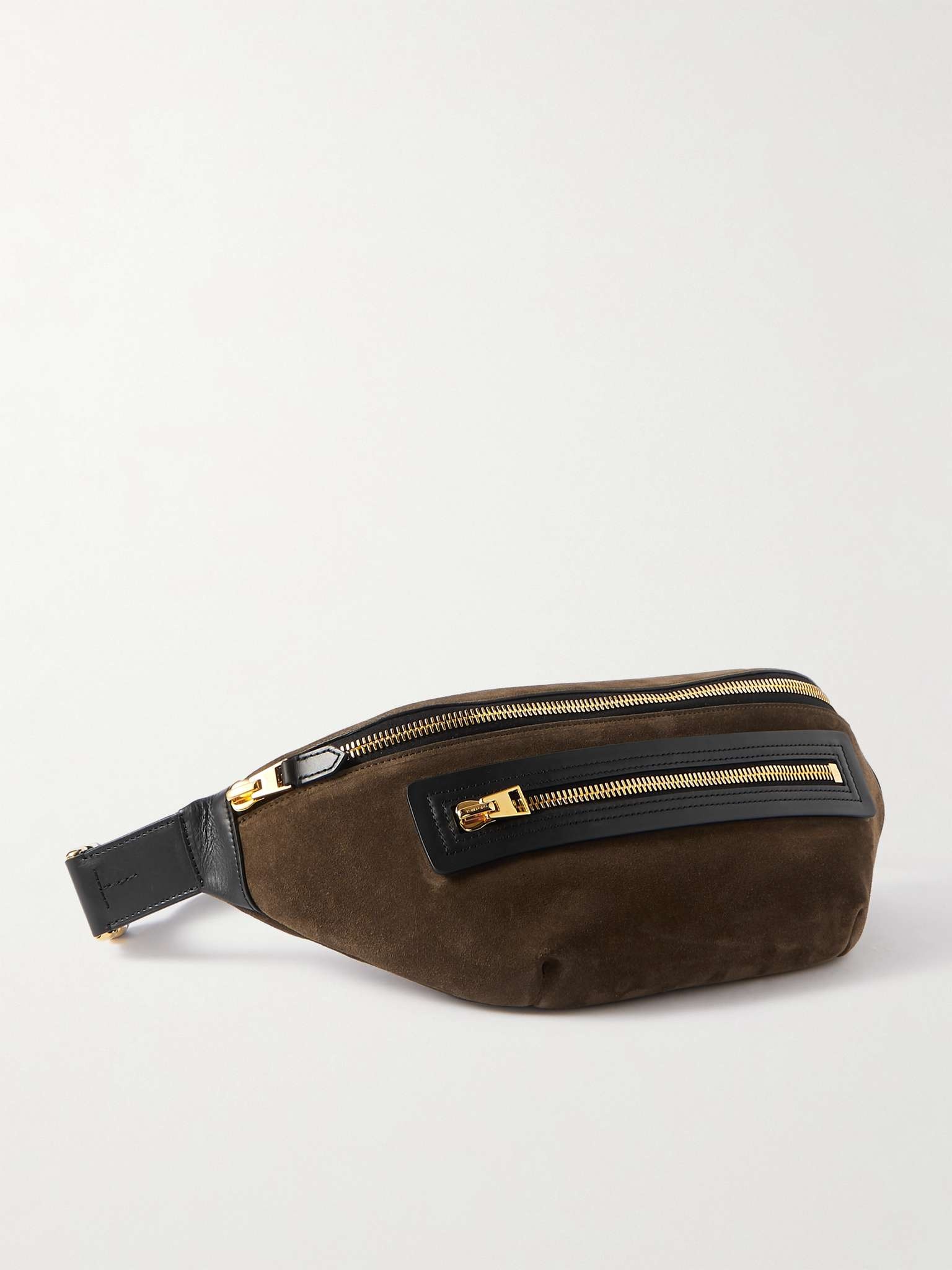 Leather-Trimmed Suede Belt Bag - 1