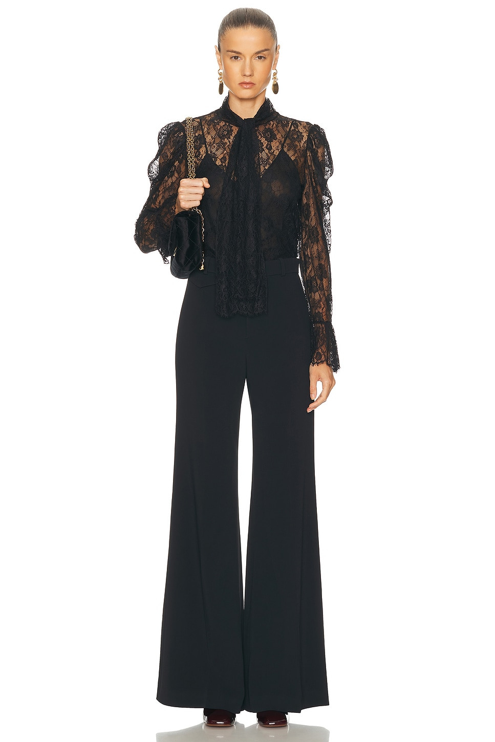 Jacquard Flower Lace Blouse - 4