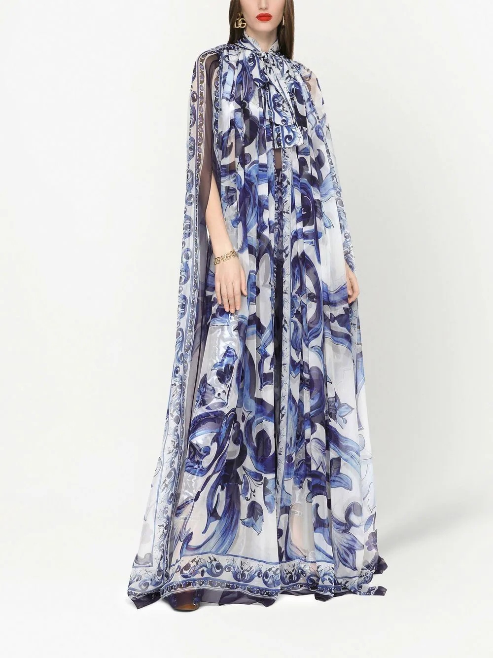 Majolica-print silk lightweight coat - 3