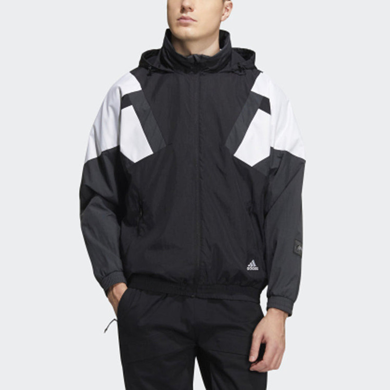 adidas adidas Colorblock Sports Stand Collar Jacket Black HE7472 outlook
