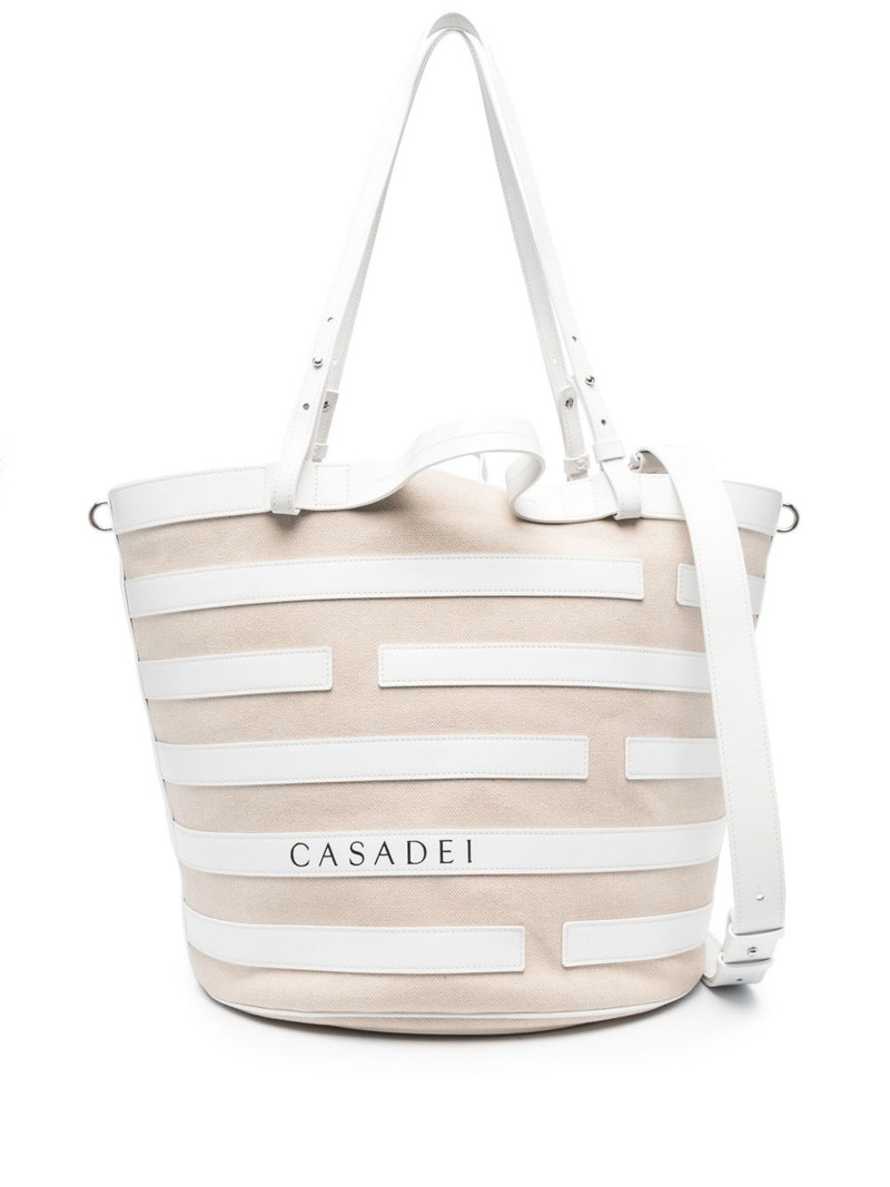 stripe-pattern leather tote bag 1