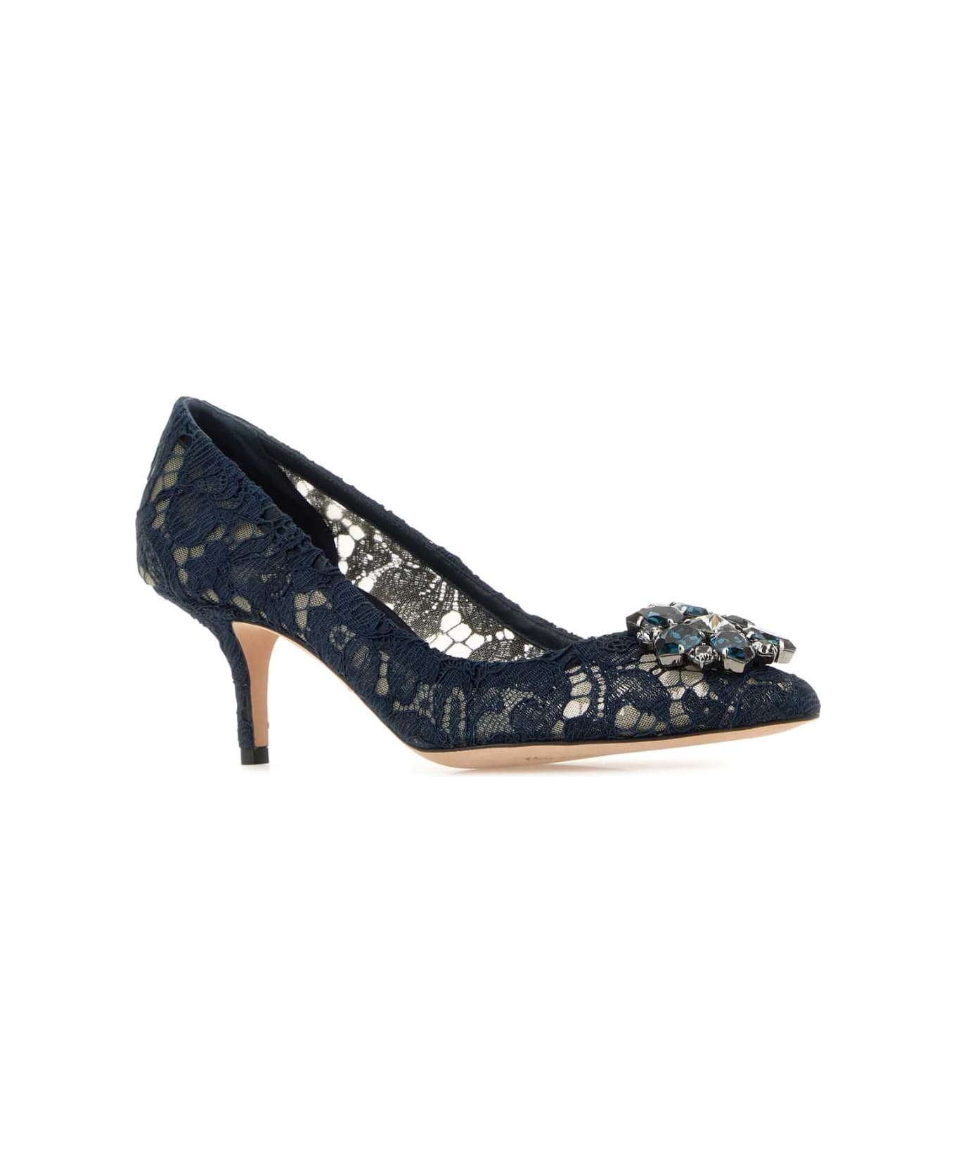 Midnight Blue Lace Pumps - 2