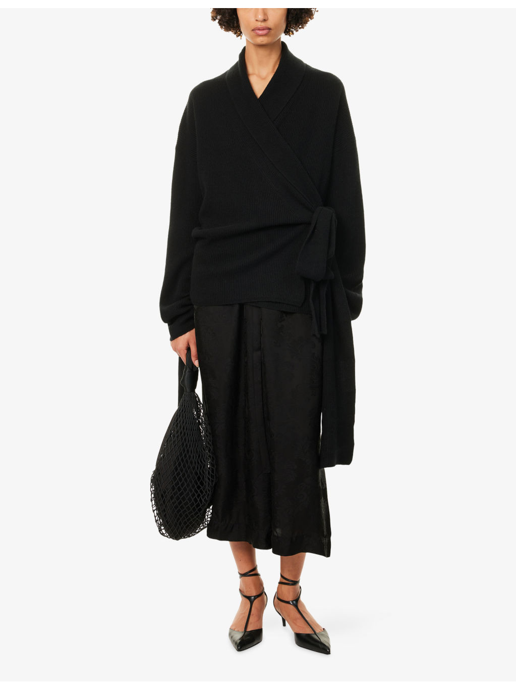 Wrap Shawl-Collar Cashmere Cardigan - 2