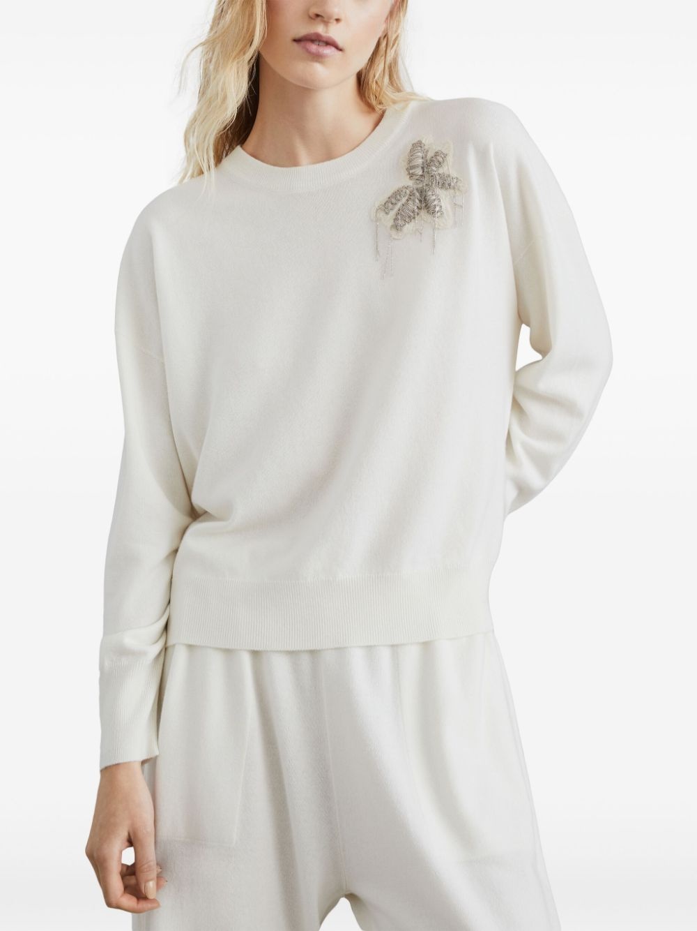 Cashmere sweater with embroidery - 4