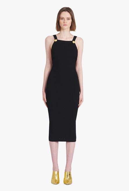 Mid-length black eco-designed knit dress - 4