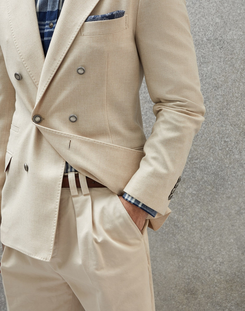 One-and-a-half breasted deconstructed blazer in wool, silk and cashmere diagonal with metal buttons 3