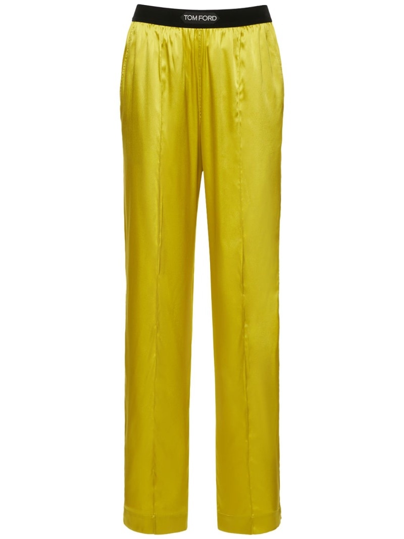 Logo silk satin pajama pants - 1