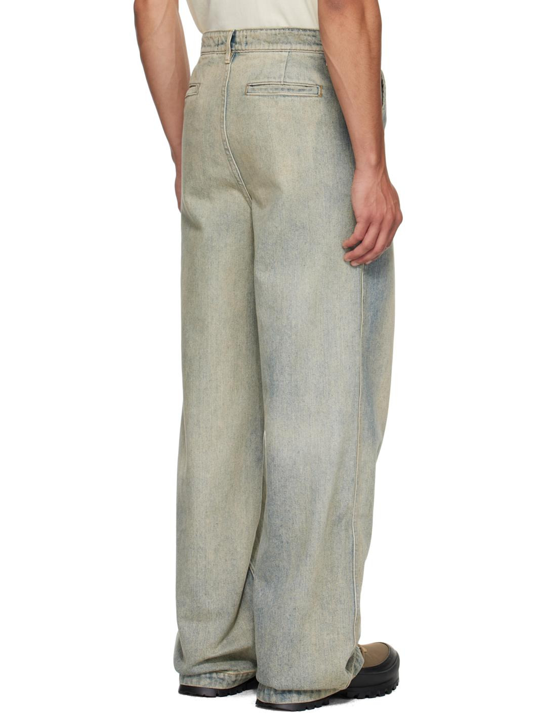 Blue Concealed Button Straight Leg Jeans - 3