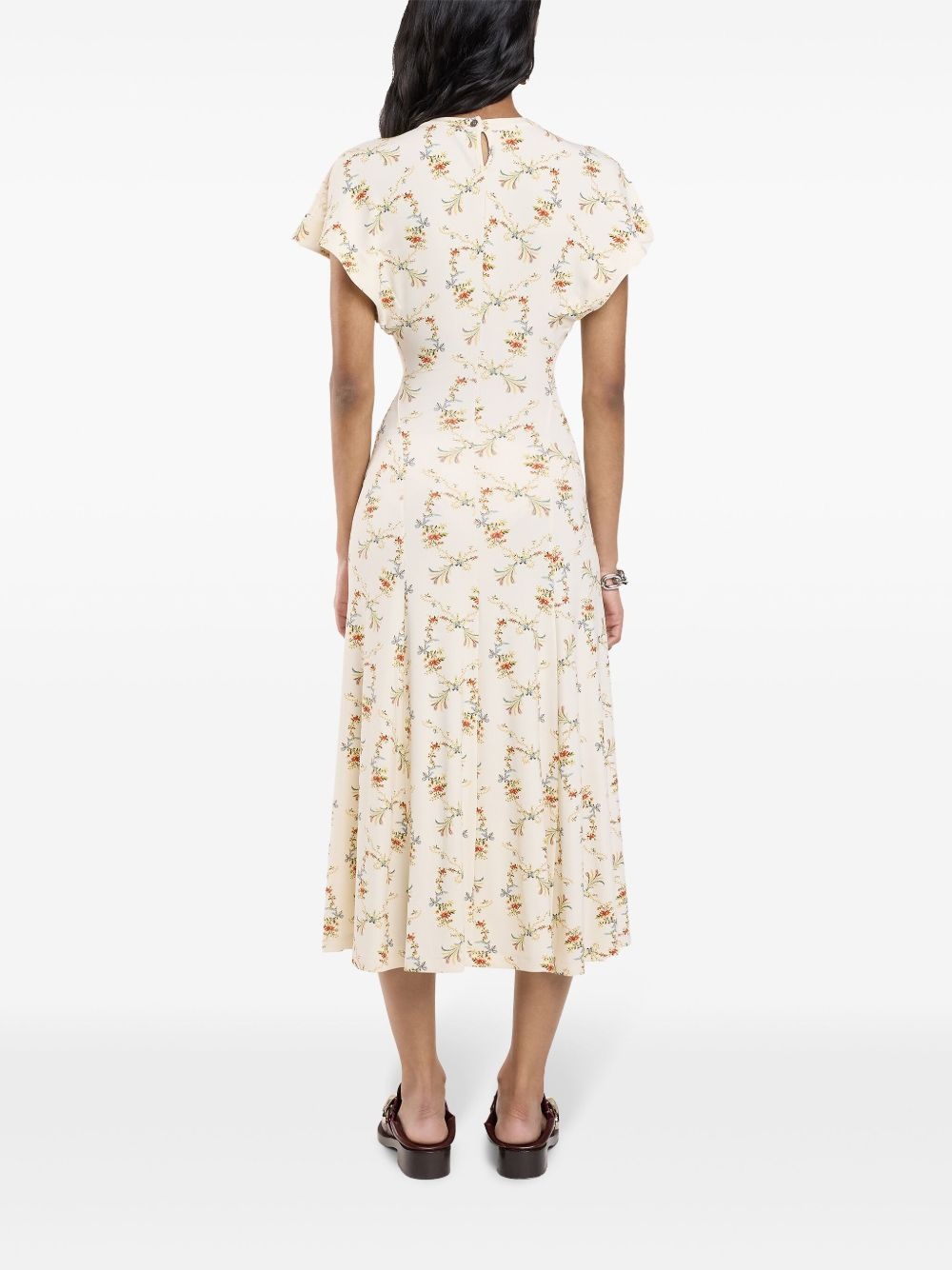 floral-print ruched midi dress - 4