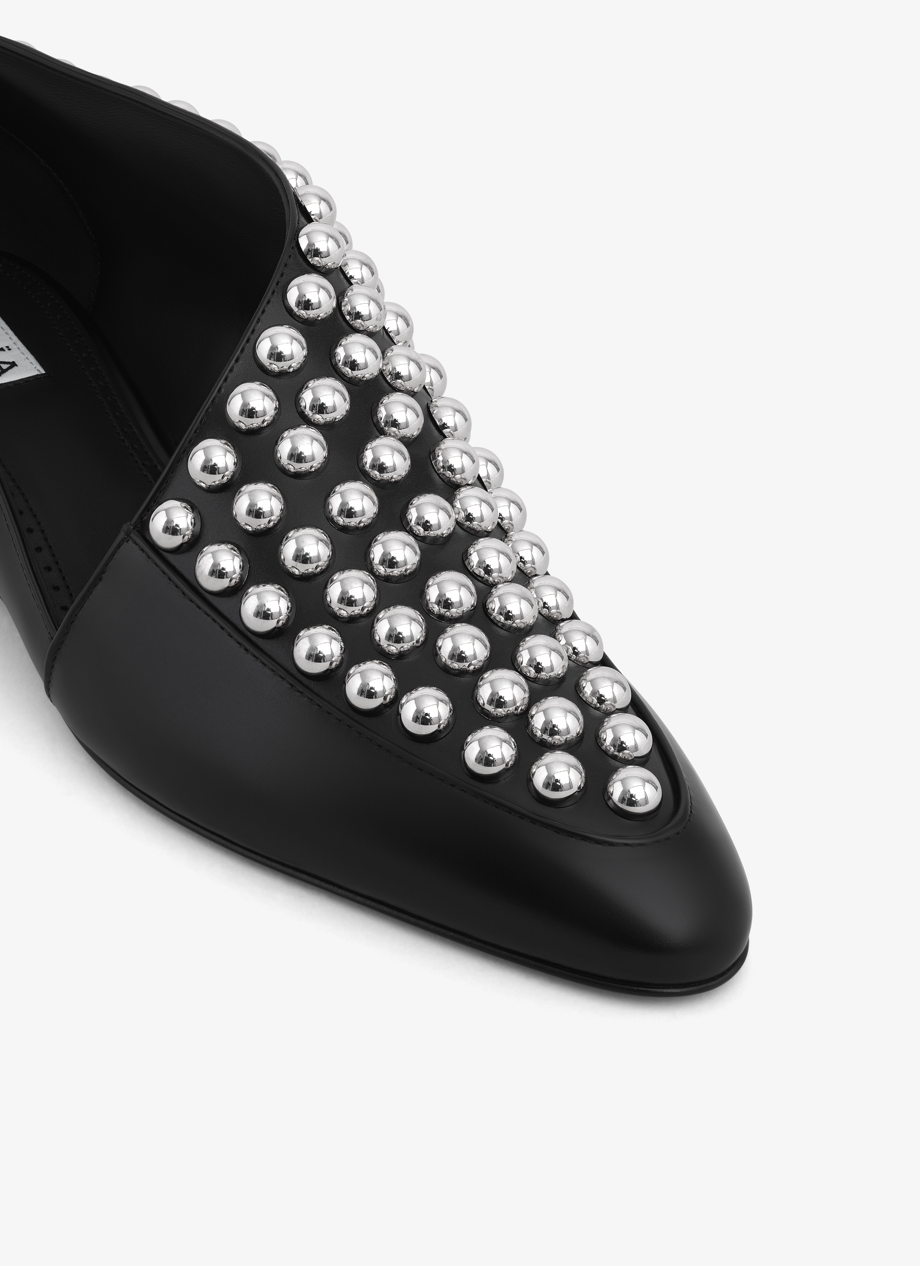ASYMETRIC LOAFERS IN GLOSSY CALFSKIN WITH STUDS - 4