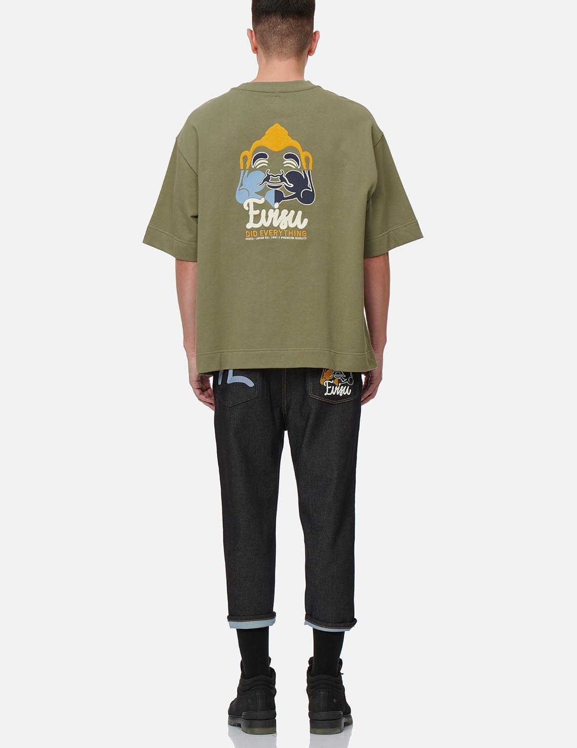 SEAGULL AND GODHEAD EMBROIDERY CROPPED FIT JEANS #2027 - 5