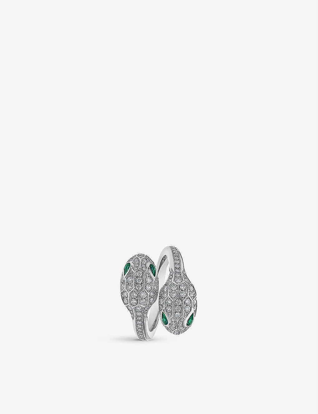 Serpenti Seduttori 18ct white-gold, 0.56ct brilliant-cut diamond and 0.2ct emerald ring - 2