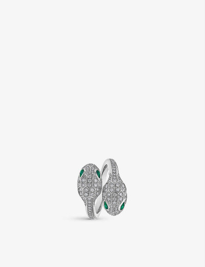 BVLGARI Serpenti Seduttori 18ct white-gold, 0.56ct brilliant-cut diamond and 0.2ct emerald ring outlook