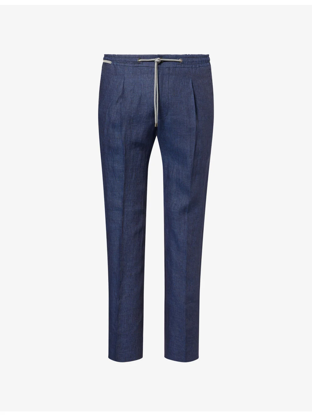 Pleated Drawstring Linen Trousers - 1