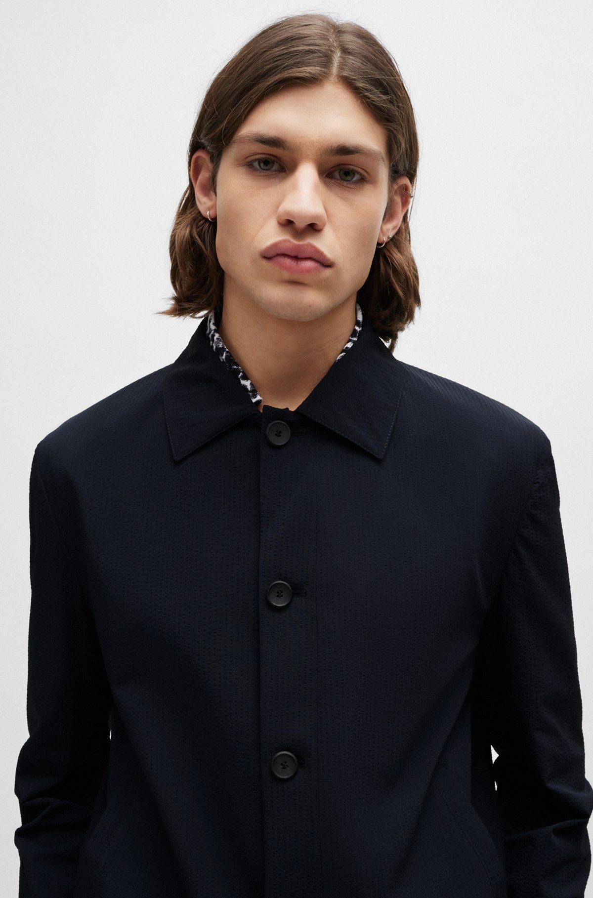 SLIM-FIT JACKET IN STRUCTURED SUPER-FLEX SEERSUCKER - 5