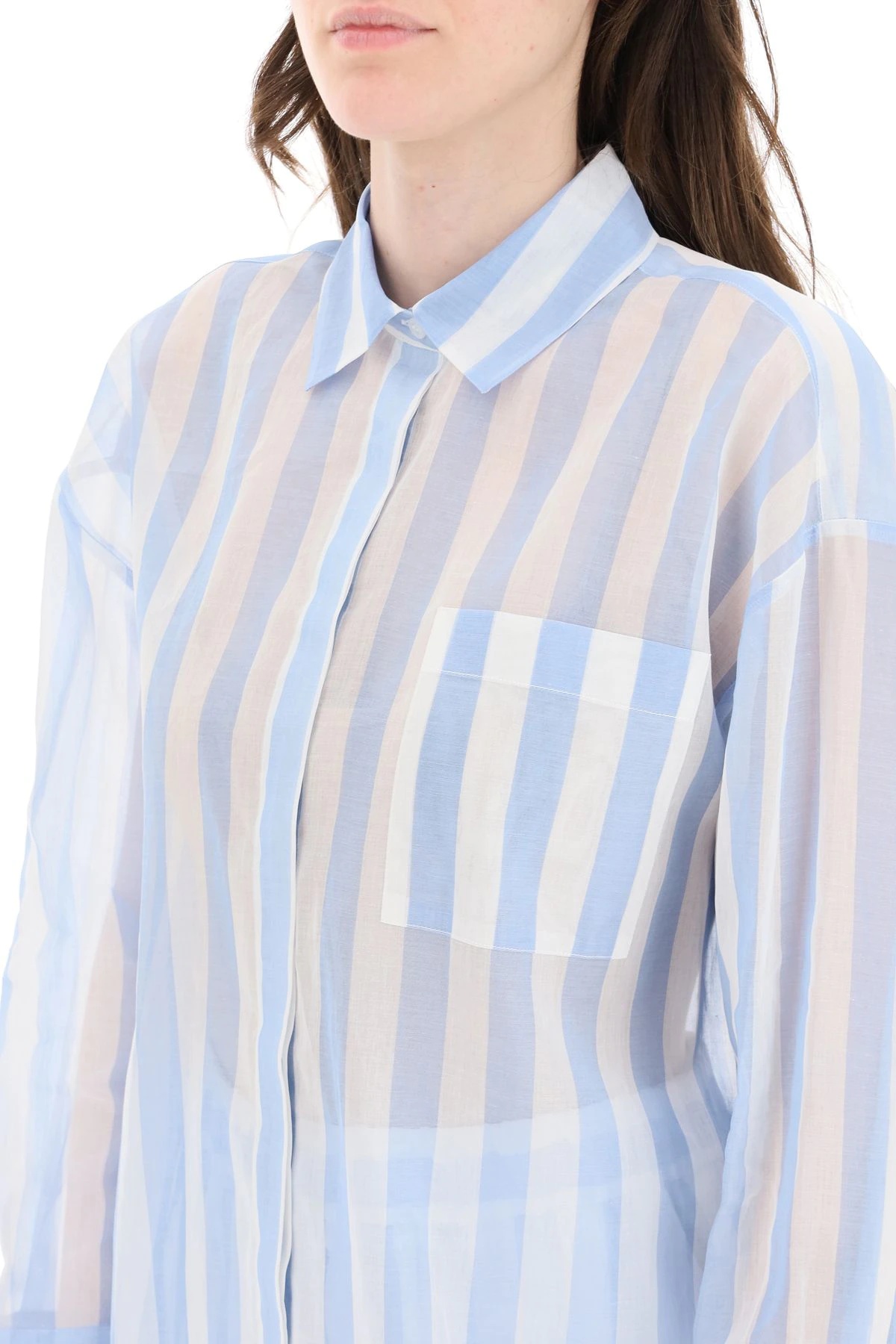 STRIPED ORGANZA SHIRT - 5