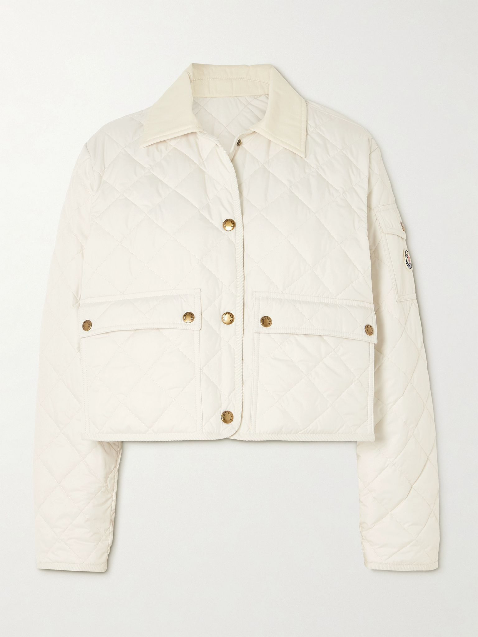 Chitre cropped cotton-canvas trimmed padded quilted shell jacket Off-white - 1