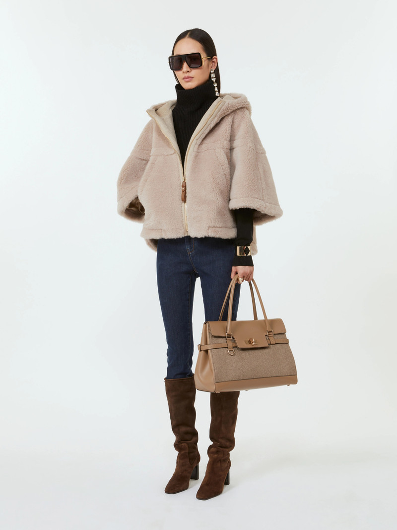 MARGAUX25WS Cashmere and leather handbag - BROWN 6