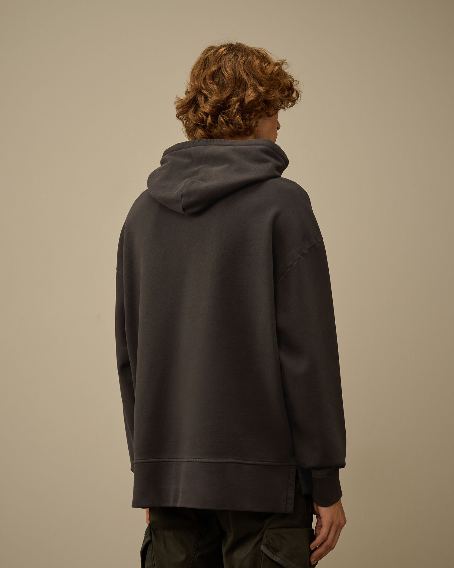Brushed and Emerized Diagonal Fleece Boxy Hooded Sweatshirt - 4