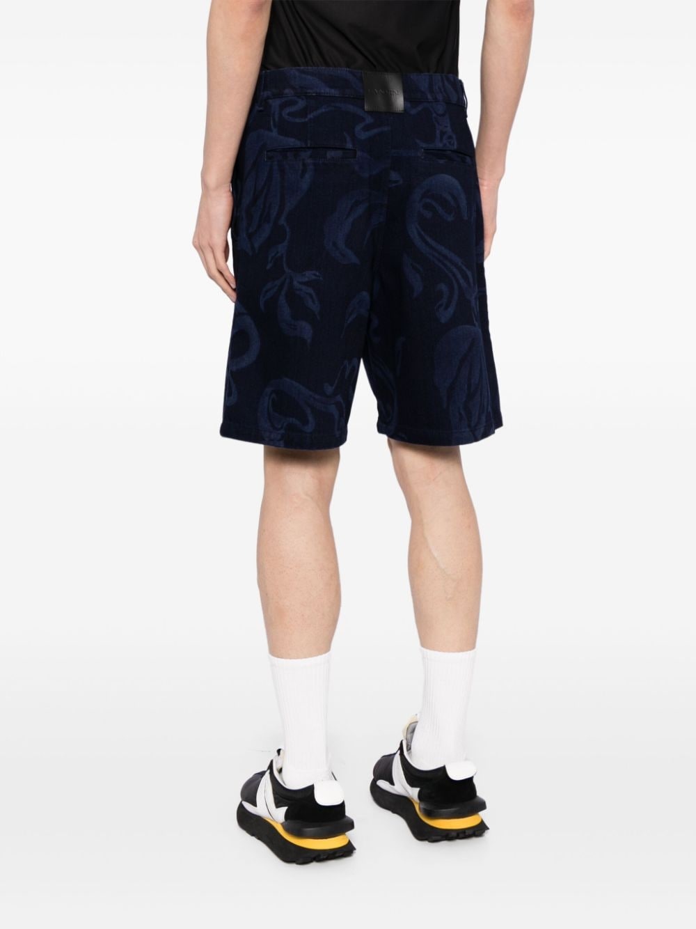 floral-print denim shorts - 4