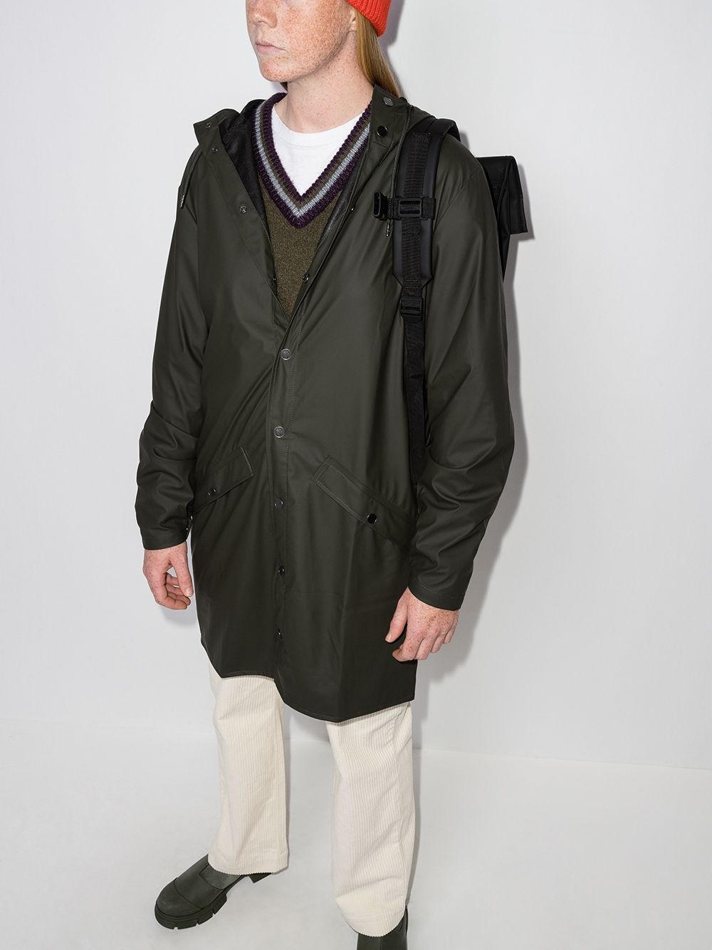 Longer drawstring-hood raincoat - 2