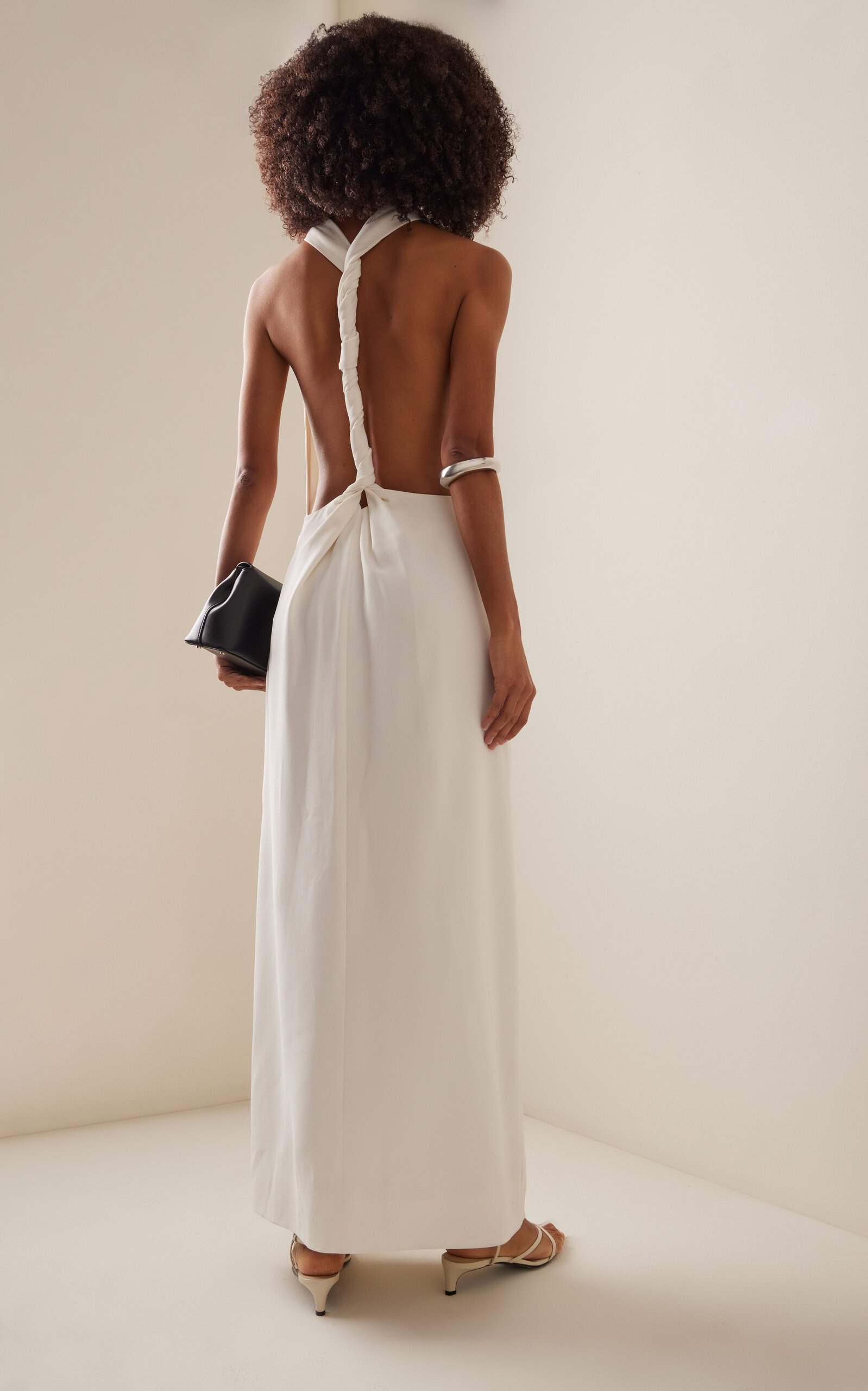 Faye Twist-Back Matte-Crepe Maxi Dress white - 4