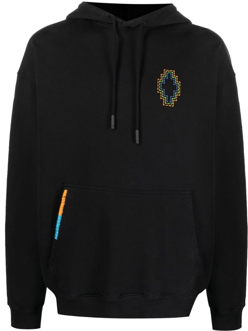 Cross-embroidered drawstring hood - 1