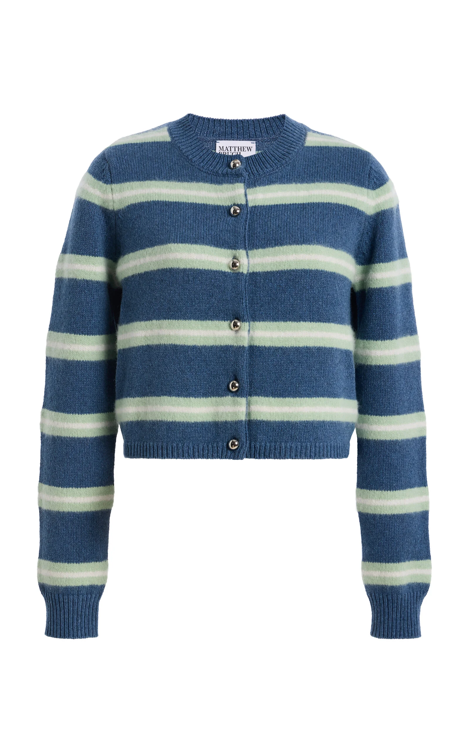 Striped Mohair Knit Cardigan - 1