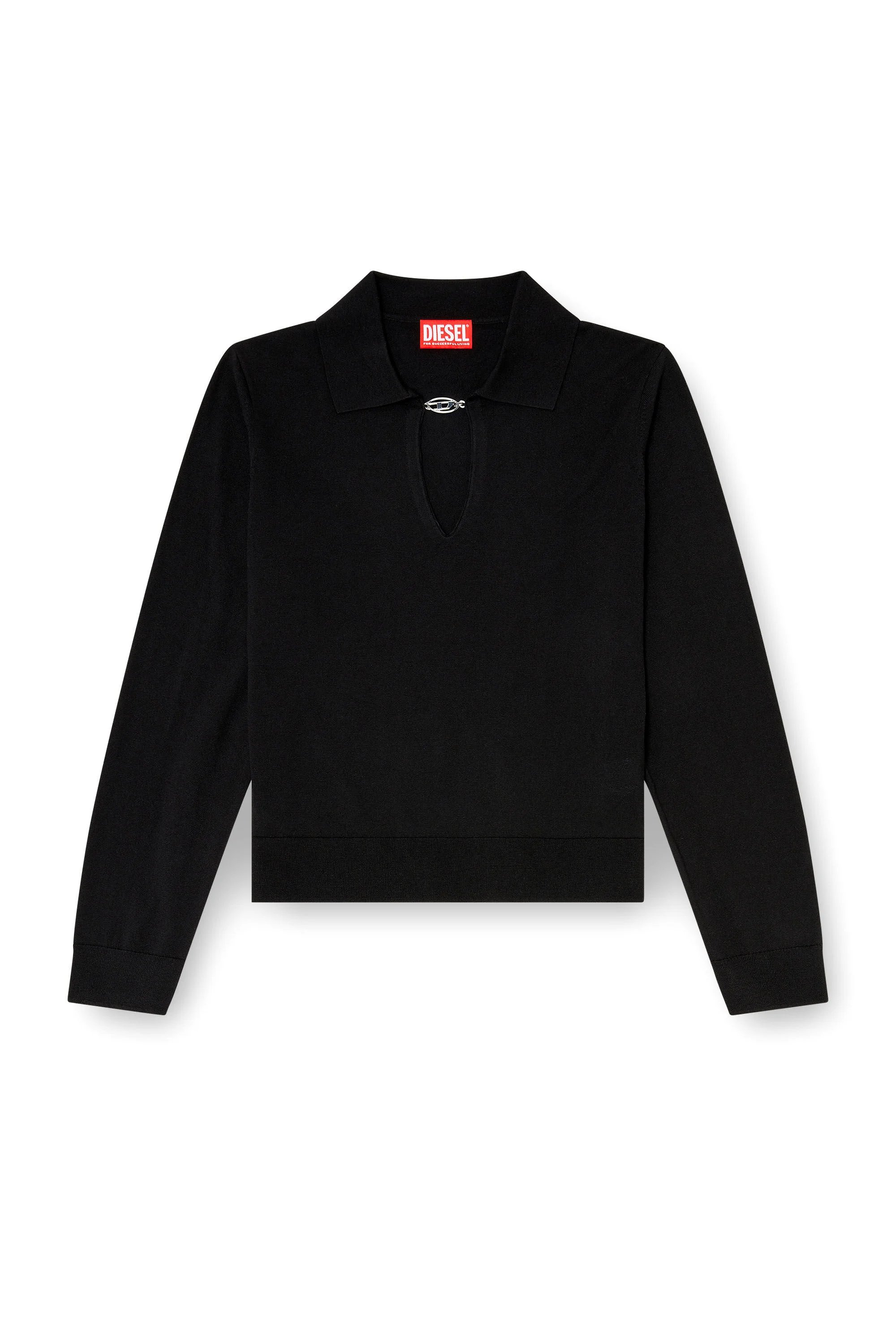 SILK-BLEND POLO JUMPER WITH OVAL D PLAQUE - 1