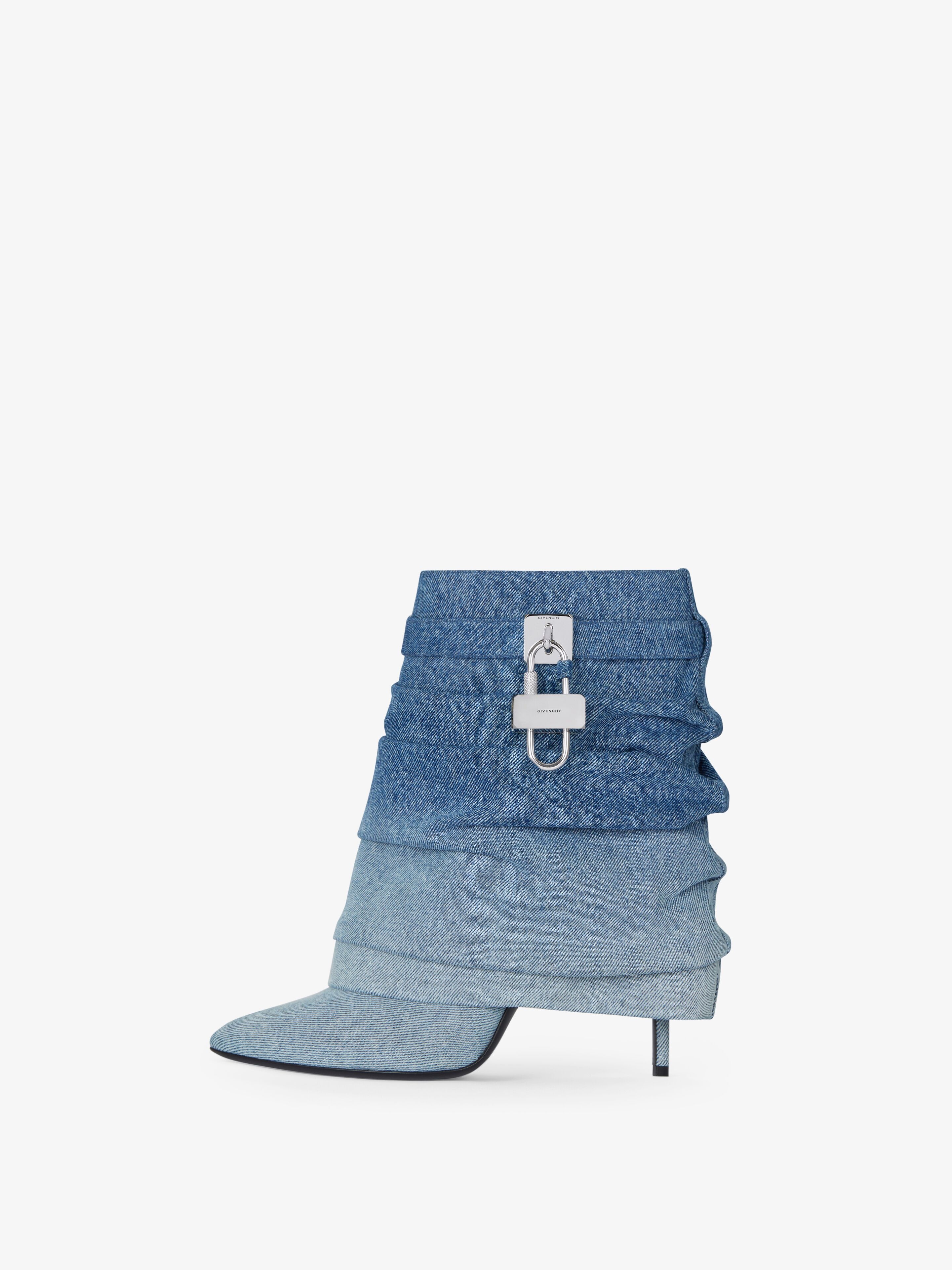 SHARK LOCK STILETTO ANKLE BOOTS IN GRADIENT DENIM - 4