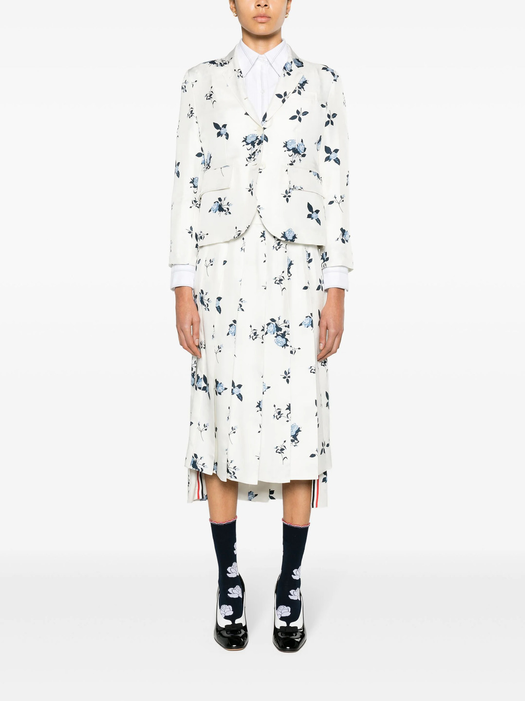 Silk Floral Classic Midi Pleated Skirt - 2