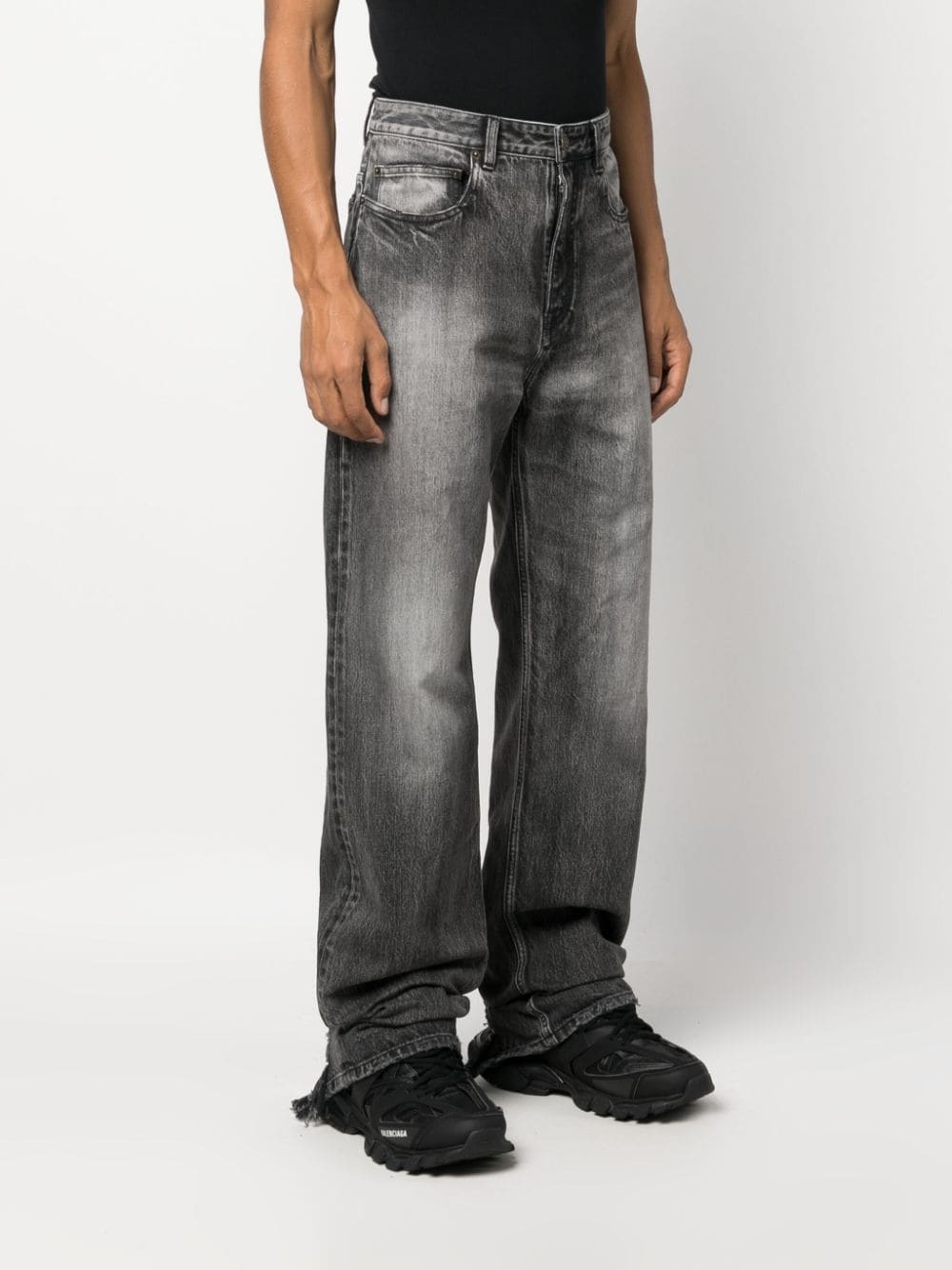 washed wide-leg jeans - 3