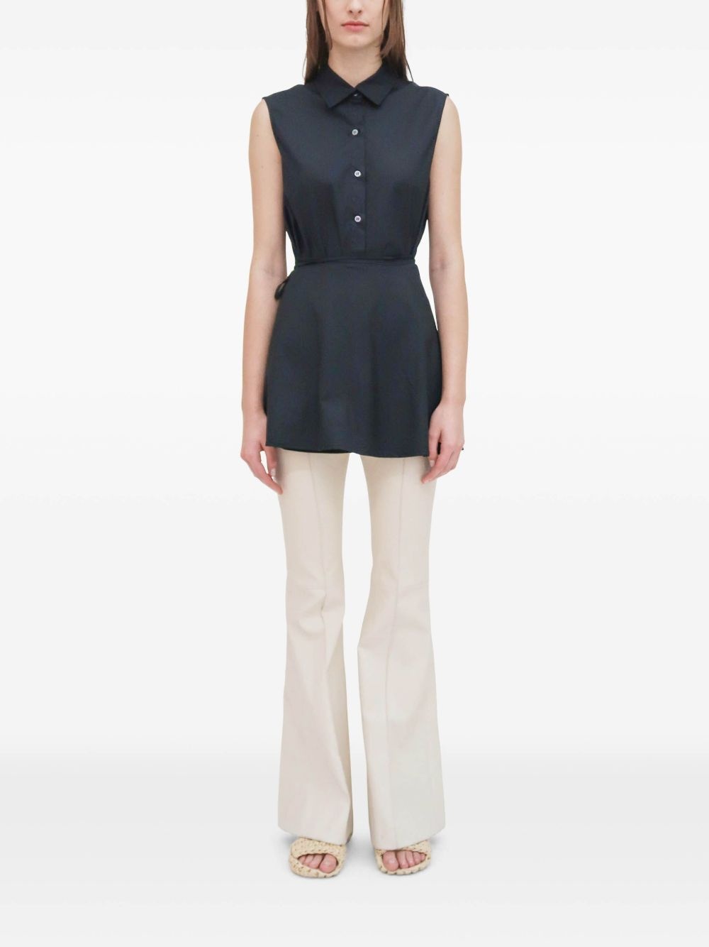 sleeveless asymmetric shirt - 2