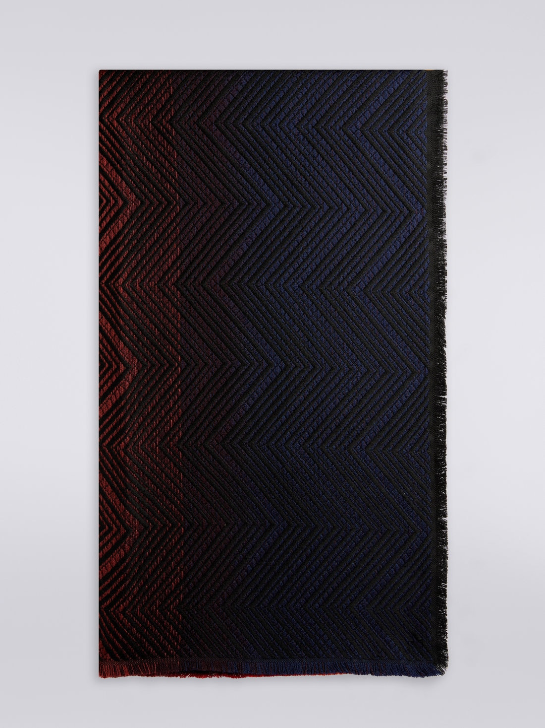 Wool chevron shawl with frayed edges - 1